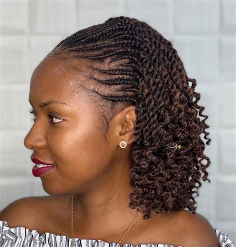 If youd rather not use hair extensions on your kids hair, you can do easy hairstyles like two-strand twists with some flat twists on the side. . Cornrow with twist styles